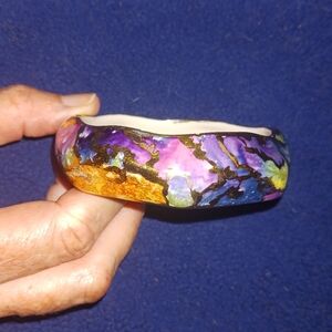 Vintage 1990s hand painted china bangle bracelet